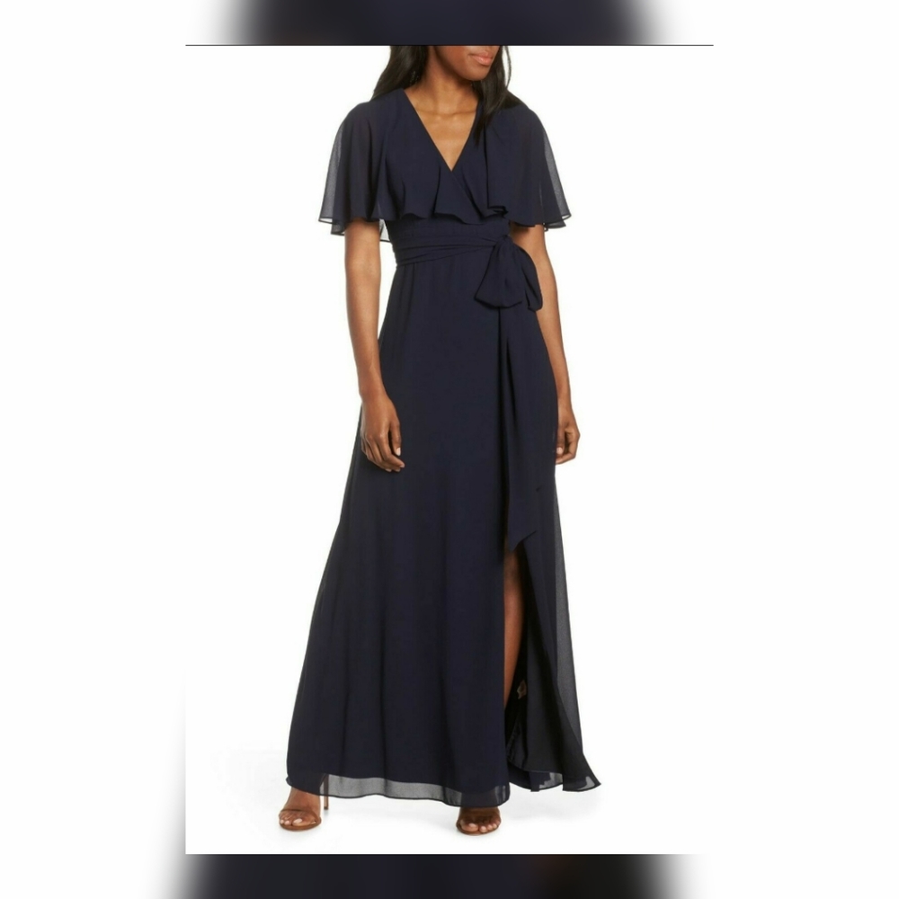 Vince Camuto Belted Capelet Gown Size 8 NWT